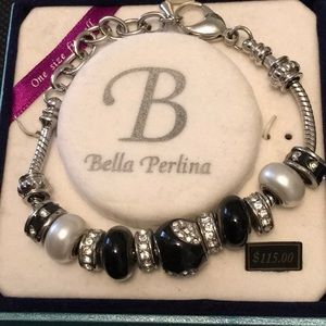 Bella perlina bracelet black/ silver with crystals